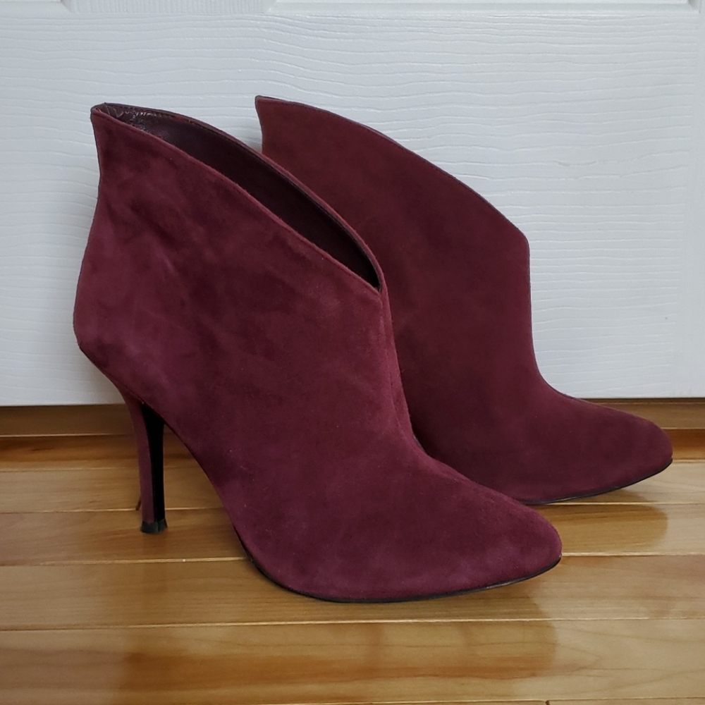 Red wine suede booties